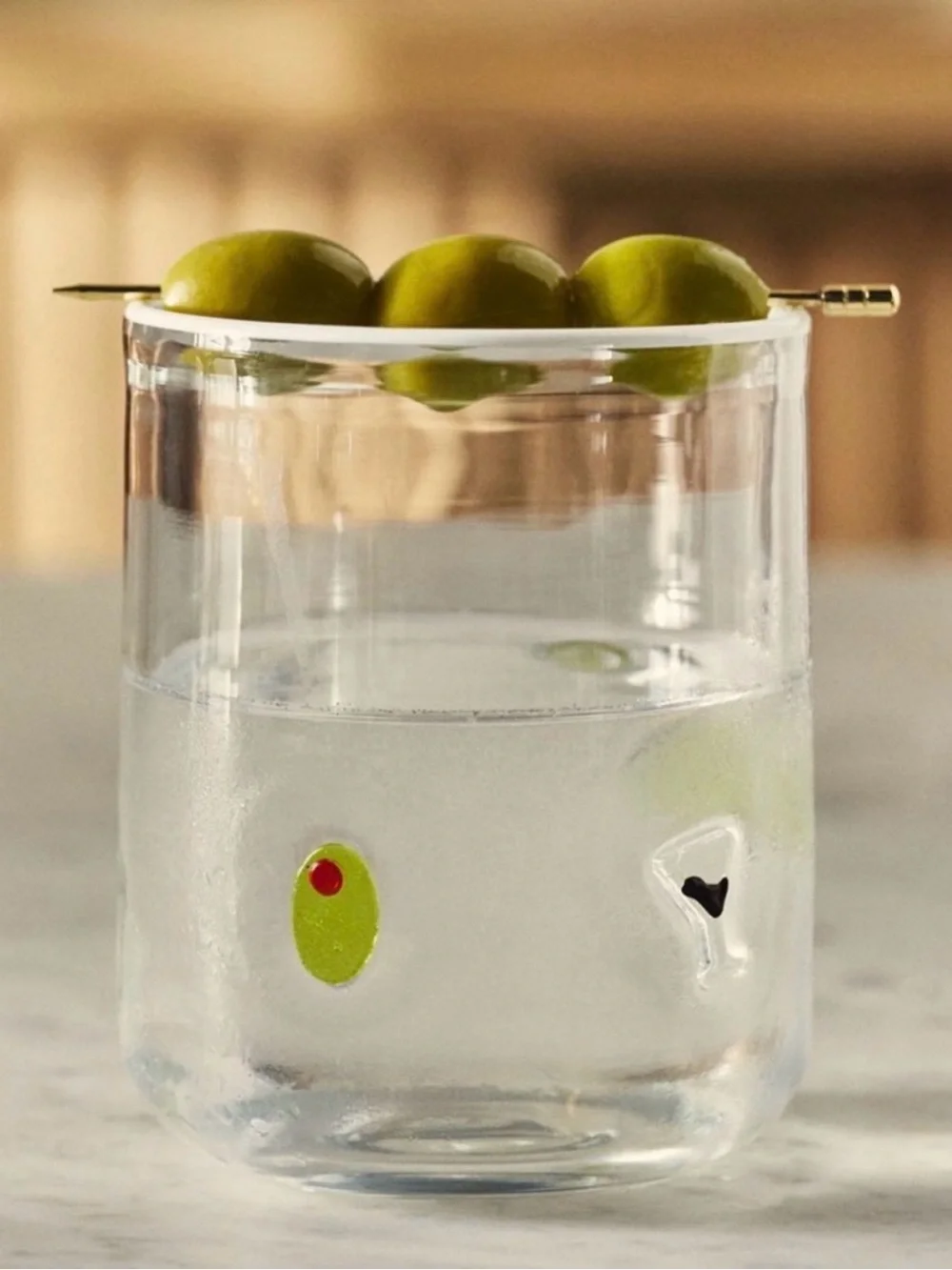 Anthropologie Icon Juice Glass – Martini Olive Cocktail Glass